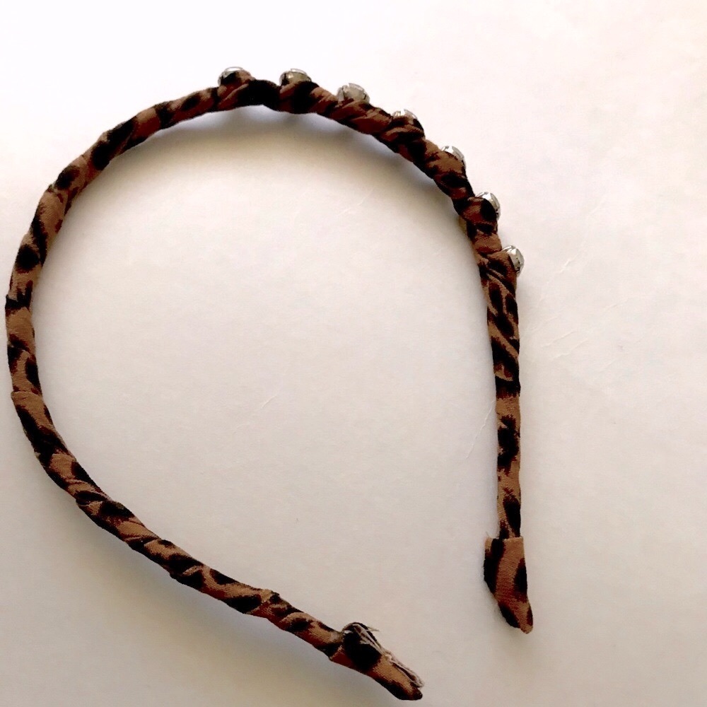 Anthropologie leopard with seven rhinestone studs
